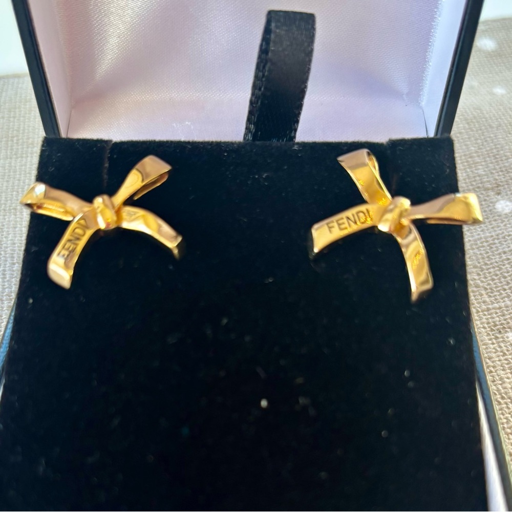 Fendi Gold Ribbon Earrings